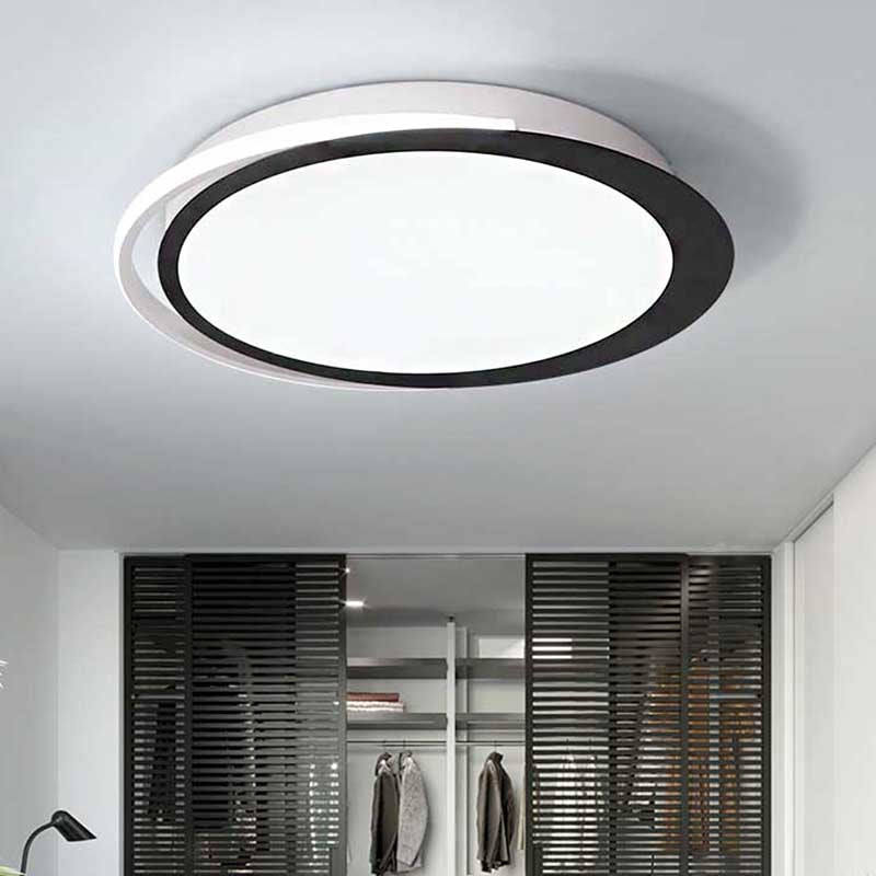 16"/19.5"/23.5" Dia Round LED Flush Deckenleuchte Minimalistische Schwarz-Weiß Acryl Flush Mount im warmen/weißen/natürlichen Licht