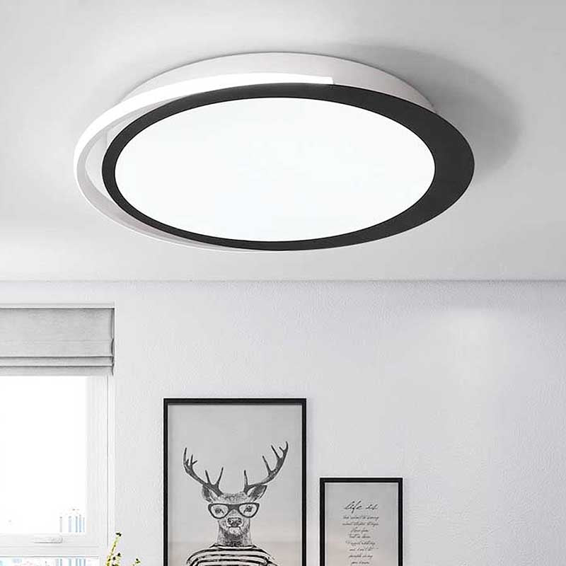 16 "/19.5" /23.5 " Dia Ronde LED Flush Plafond Licht Minimalistisch Zwart en White Acrylic Flush Mount in Warm/Wit/Natuurlijk Licht