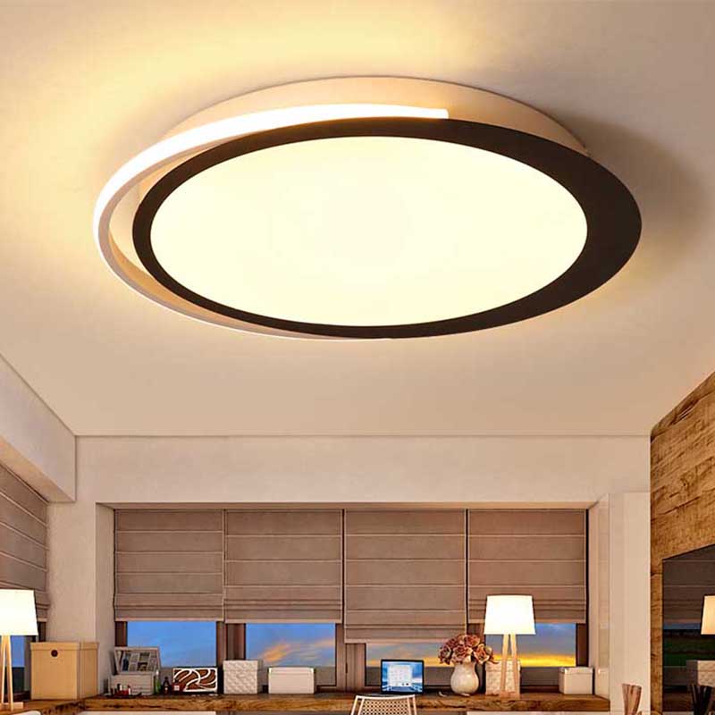 16 "/19.5" /23.5 " Dia Round LED Flush Ceiling Light Minimalist Black and White Acrylic Flush Mount in Warm / White / Natural Light