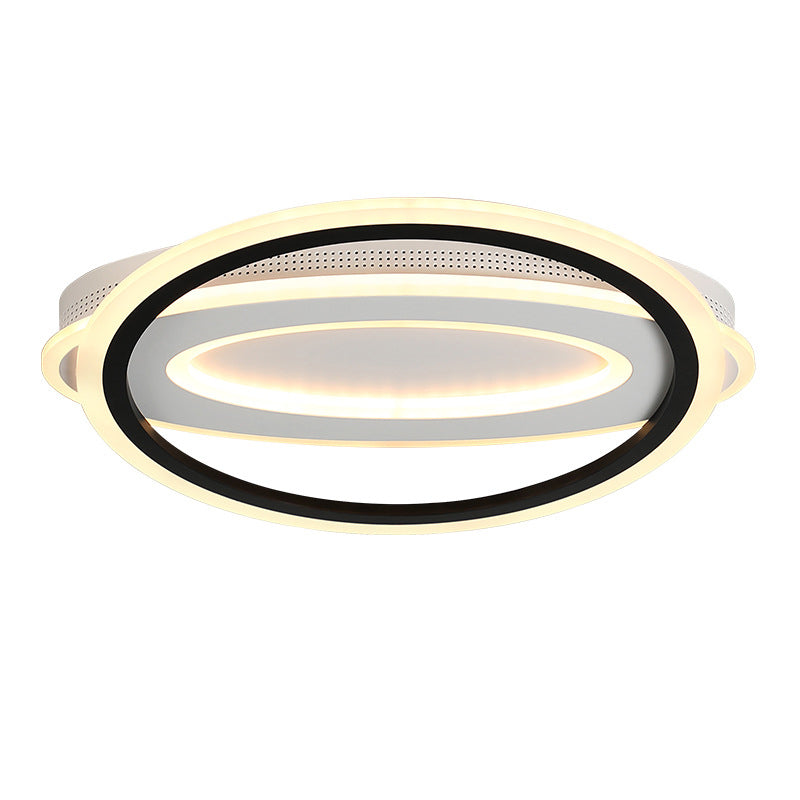 Simple Oval LED Ceiling Flush Mount 16.5"/19.5"/23.5" Wide Black and White Acrylic Bedroom Flush Ceiling Light in Warm/White/Natural Light