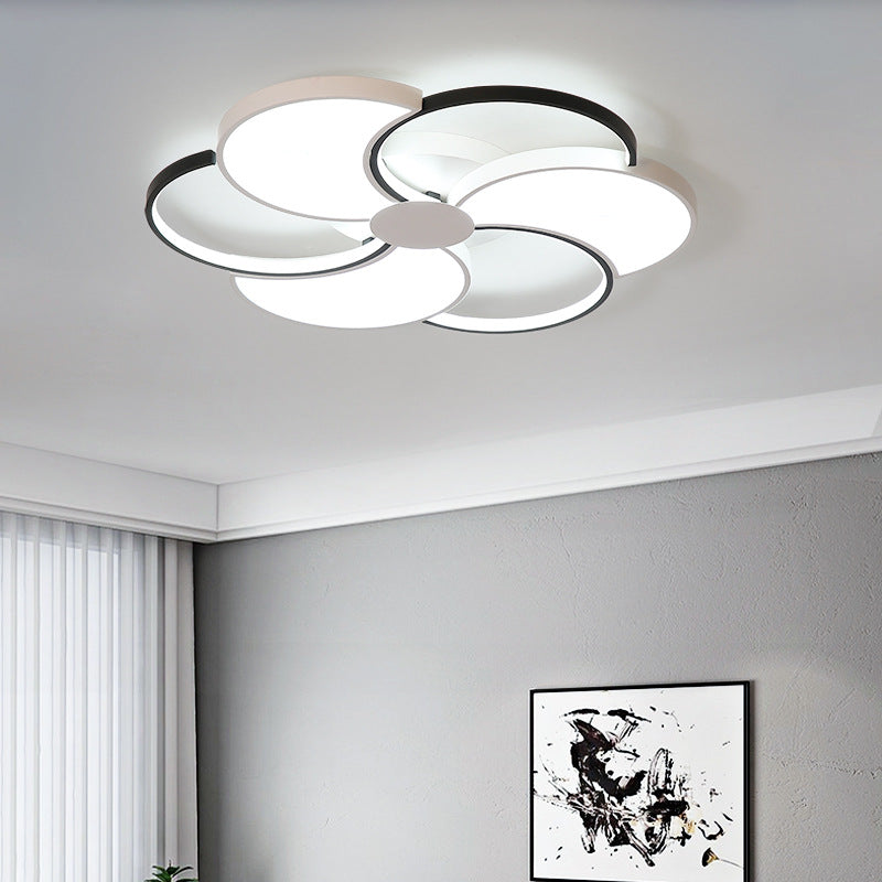 Floral LED Flush Mount Ceiling Light Simple Black and White Ceiling Light Fixture with Acrylic Shade in Warm/White/Natural Light