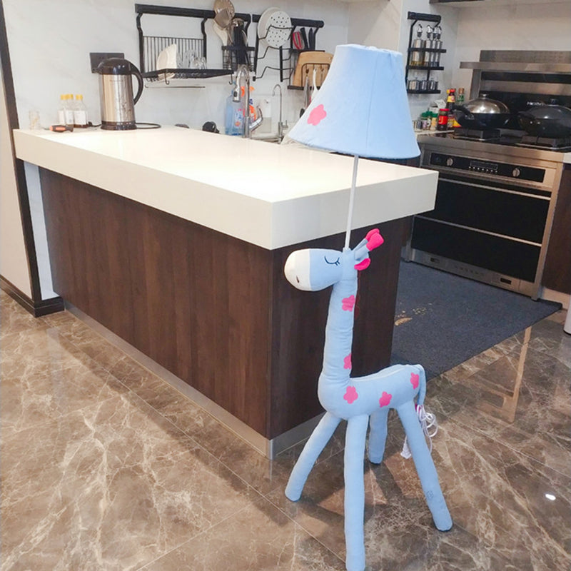 Rode/gele belschaduw staande vloerlamp kinderen 1 kopstoffen vloerlamp met girafbasis voor woonkamer