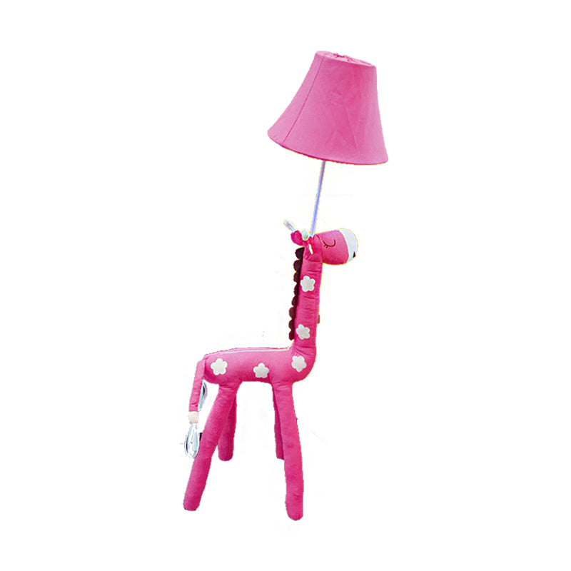 Rode/gele belschaduw staande vloerlamp kinderen 1 kopstoffen vloerlamp met girafbasis voor woonkamer