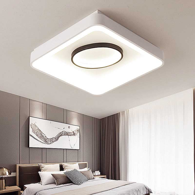 Bedroom Square/Rectangle and Oval Flush Mount Light 16"/19.5"/35.5" Wide Nordic Metal LED White Flush Lamp in Warm/White Light