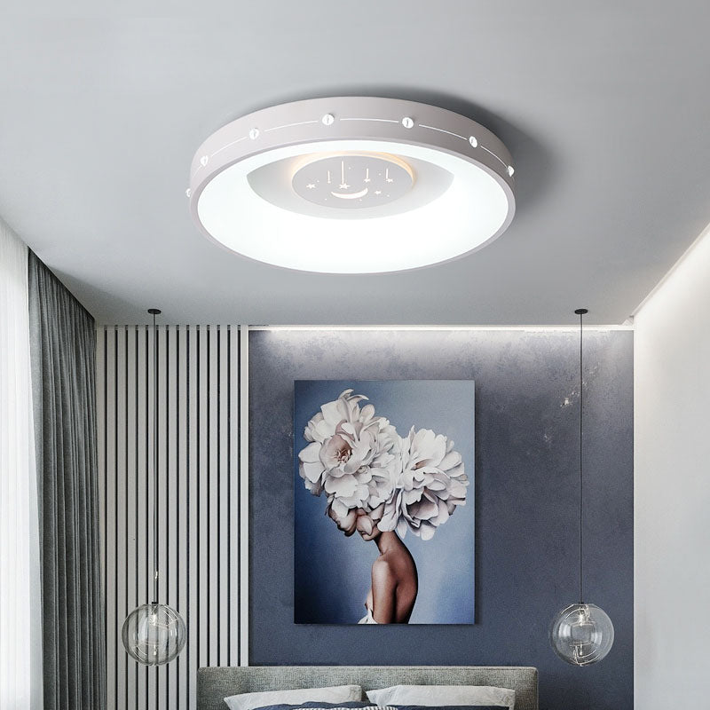 16"/19.5" Dia Ronde Gebogen Flush Plafond Licht Nordic Acryl Slaapkamer LED Flush Mount in Warm/Wit Licht