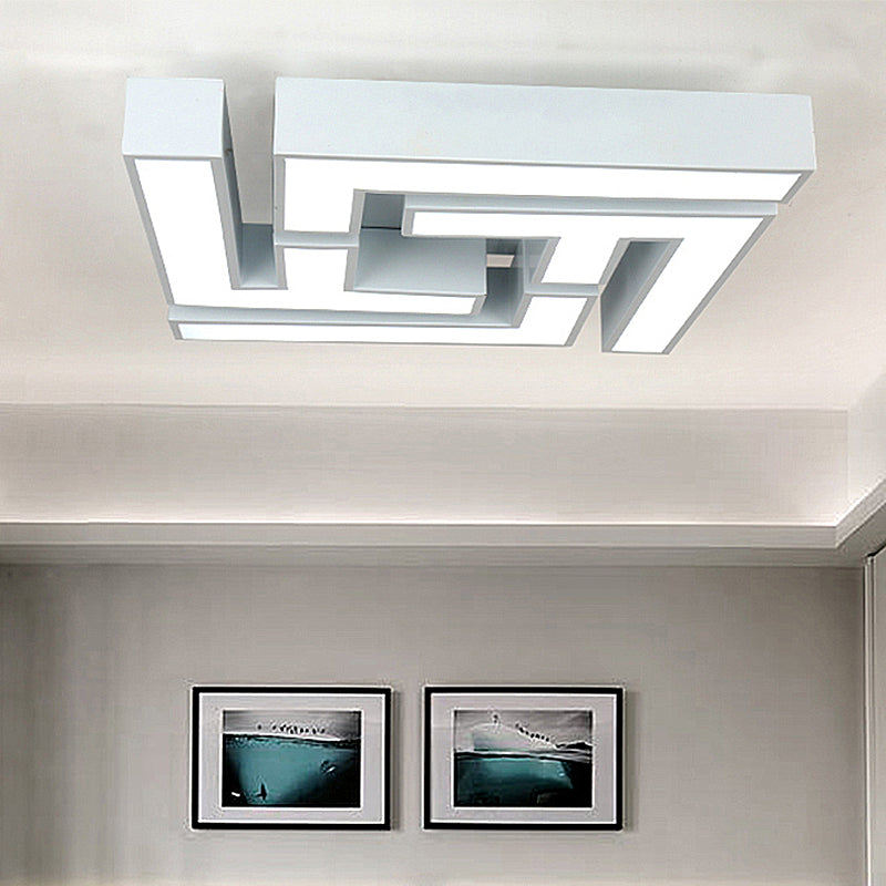 Maze Bedroom Flush Lamp Acrylique Shaded White LED Ceiling Mounted Fixture in Warm / White Light