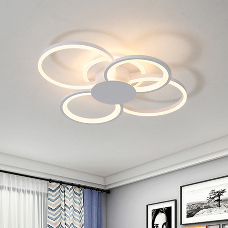 Modern Multi-Halo Ring Flush Ceiling Light  4/6/8 Lights Bedroom Flushmount with Acrylic Shade in Warm/White Light