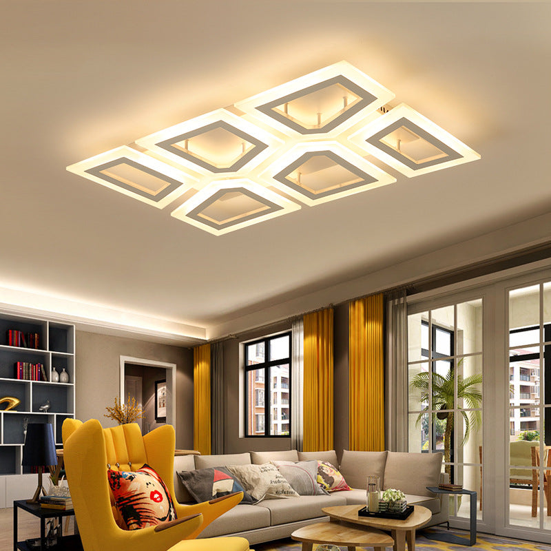 Splicing Square / LED rectangulaire Flush Light 16 "/24.5" /37.5 " W Modern Acrylic Bedroom Ceiling Lamp in Warm / White Light