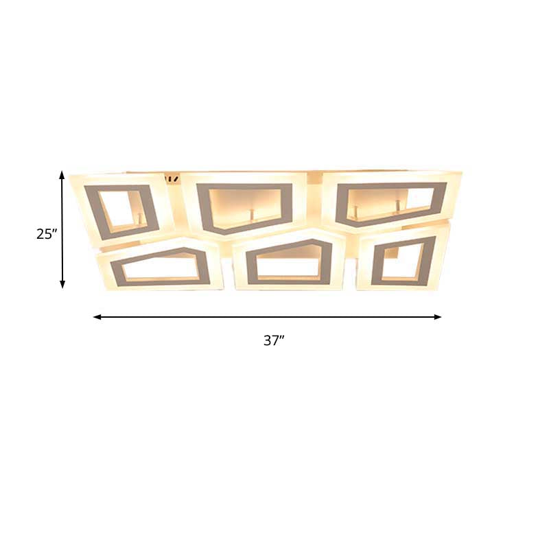 Splicing Vierkante/Rechthoekige LED Flush Light 16"/24.5"/37.5" W Moderne Acryl Slaapkamer Plafond Lamp in Warm/Wit Licht