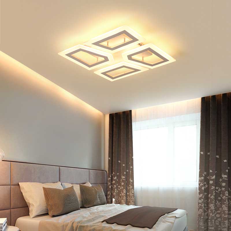 Splicing Square / LED rectangulaire Flush Light 16 "/24.5" /37.5 " W Modern Acrylic Bedroom Ceiling Lamp in Warm / White Light