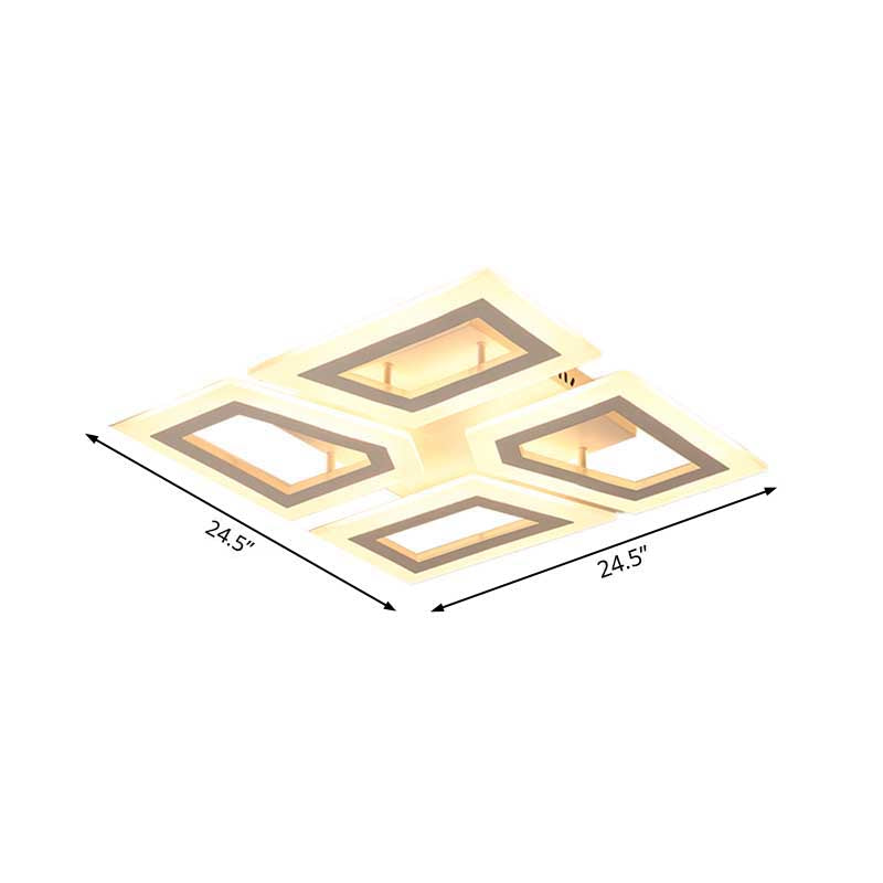 Splicing Square/Rectangular LED Flush Light 16 "/24.5" /37.5 " W Lámpara de techo de Dormitorio Acrílico Moderno en Luz cálida/blanca