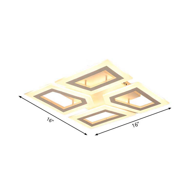 Splicing Square / Rettangolare LED Flush Light 16 "/24.5" /37.5 " W Moderno Acrilico Camera Soffitto Lampada a Warm / White Light