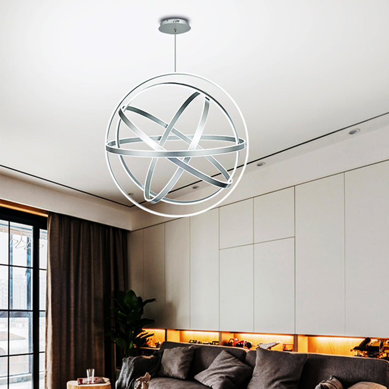 19.5" Wide Globe Chandelier Pendant Modernistic Acrylic 1 Light White Ceiling Light Fixture