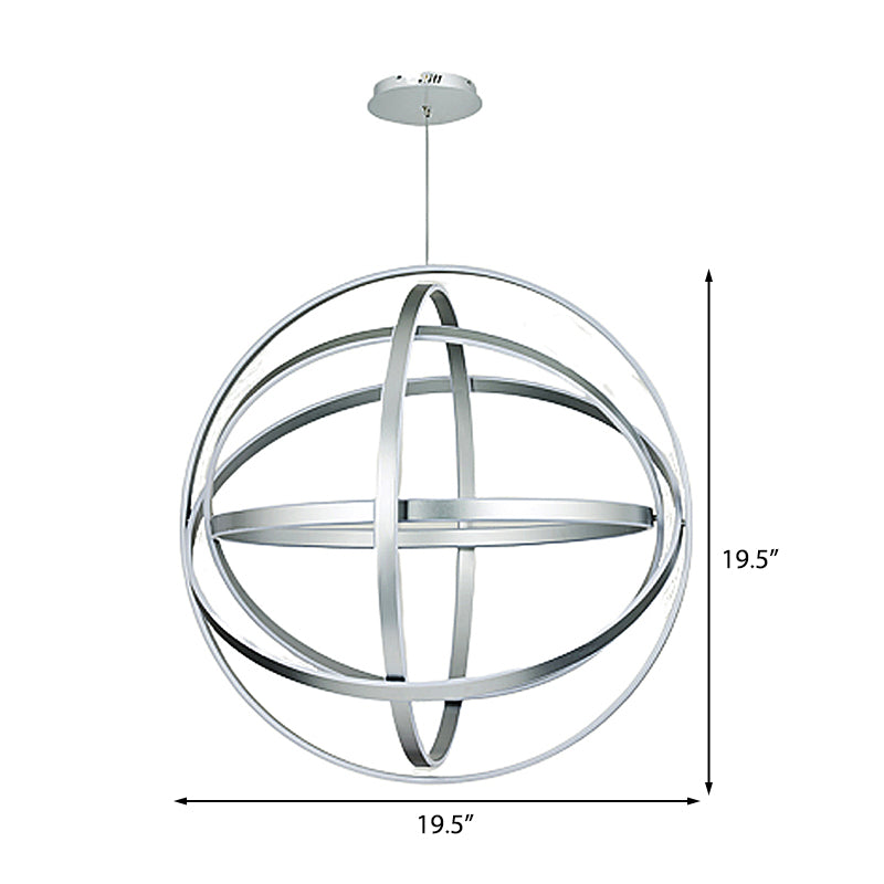 19.5" Wide Globe Chandelier Pendant Modernistic Acrylic 1 Light White Ceiling Light Fixture