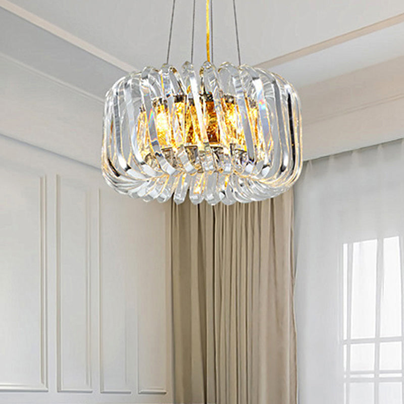 Crystal Treasure Bowl Pendant Chandelier Contemporary Clear LED Hanging Ceiling Lamp