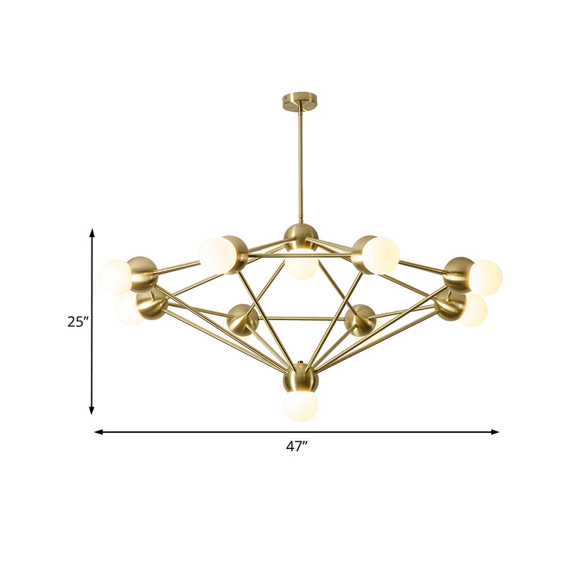 6/8/10-Light Living Room Hanging Light Kit Black/Gold Chandelier Light Fixture with Geometric Metal Arm