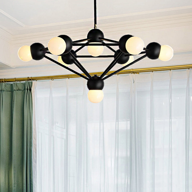 6/8/10-Light Living Room Hanging Light Kit Black/Gold Chandelier Light Fixture with Geometric Metal Arm