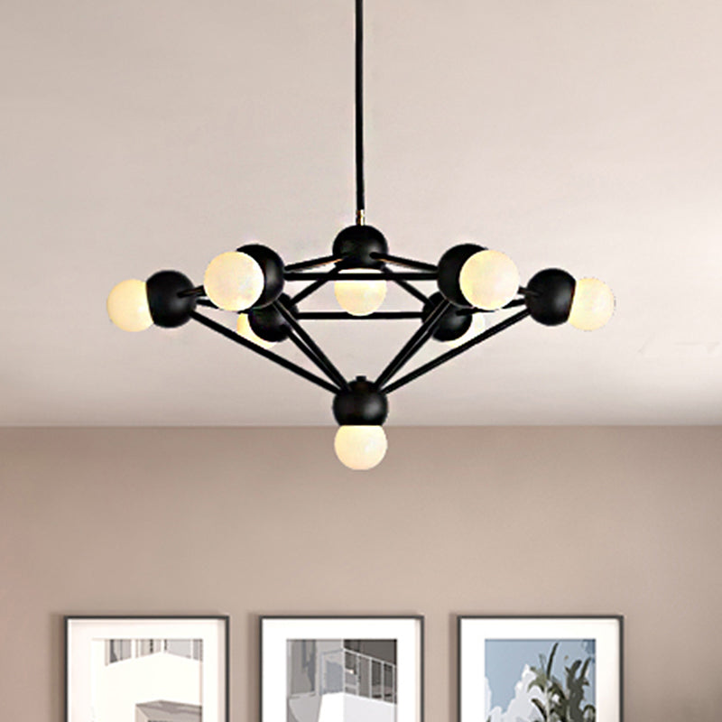 6/8/10-Light Living Room Hanging Light Kit Black/Gold Chandelier Light Fixture with Geometric Metal Arm