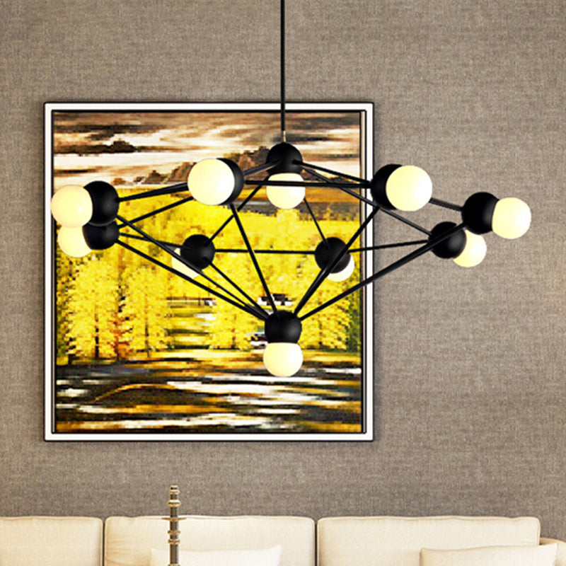 6/8/10-Light Living Room Hanging Light Kit Black/Gold Chandelier Light Fixture with Geometric Metal Arm