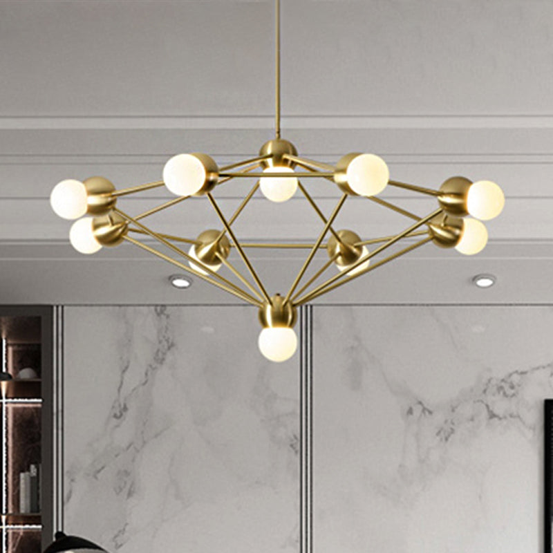 6/8/10-Light Living Room Hanging Light Kit Black/Gold Chandelier Light Fixture with Geometric Metal Arm