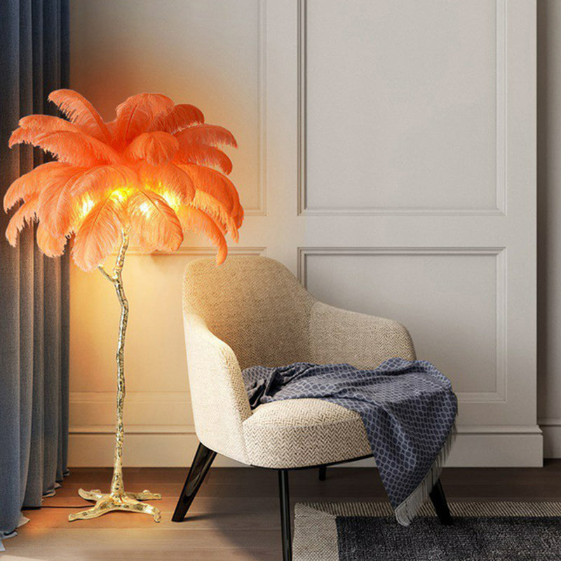 Salon en forme d'arbre Stand Up Light Feather 5 Bulbes Éclairage de sol contemporain