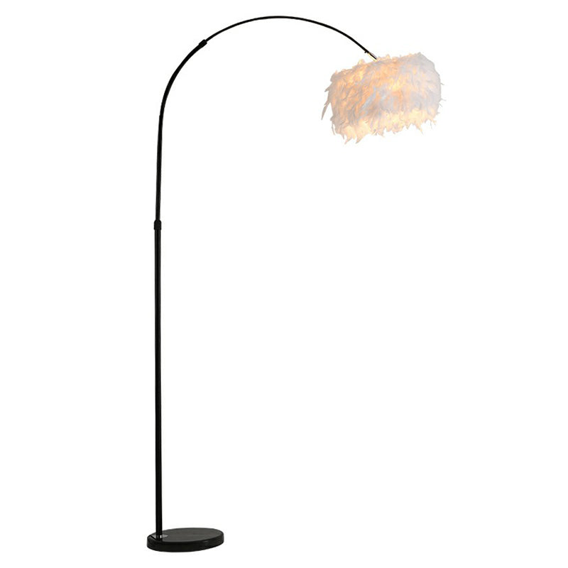 Lampada con tamburi di piuma Simpuzza 1 illuminazione a pavimento in lampadina con braccio ad arco per soggiorno