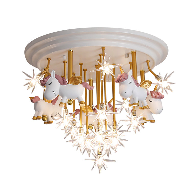 Flying Unicorn Kindergarten Semi Flush Mount Harzkinder LED -Deckenleuchte montierte Beleuchtung