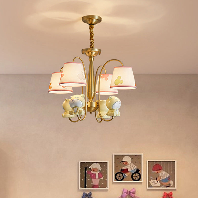 Patroon stof taps toelopend kroonluchter verlichting cartoon goud hanglamp met harsdier