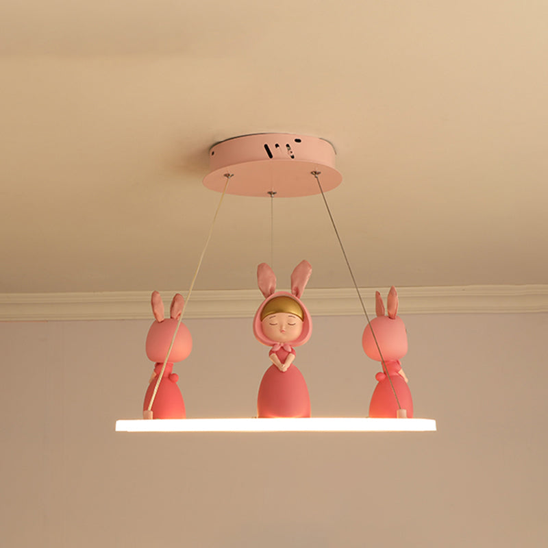 Sospensione circolare acrilica Light Light Kids Lamandelier Lighting con figurina decorativa per la scuola materna