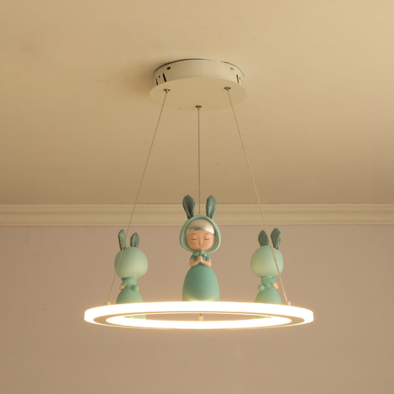 Sospensione circolare acrilica Light Light Kids Lamandelier Lighting con figurina decorativa per la scuola materna