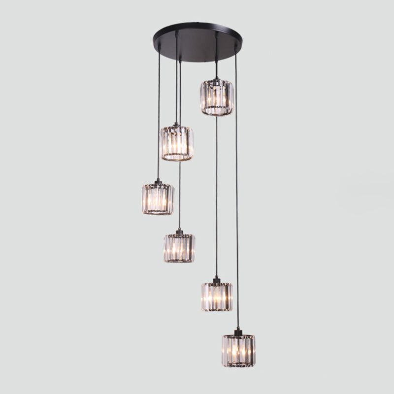 Geometrical Shade Staircase Suspension Light Glass Contemporary Multi Light Pendant