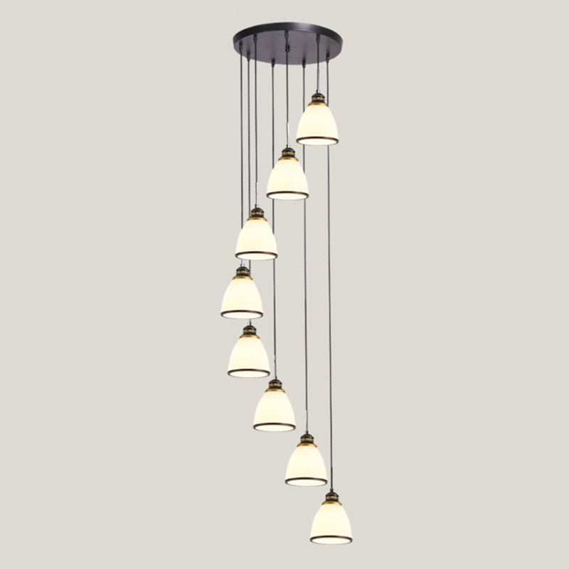 Geometrical Shade Staircase Suspension Light Glass Contemporary Multi Light Pendant