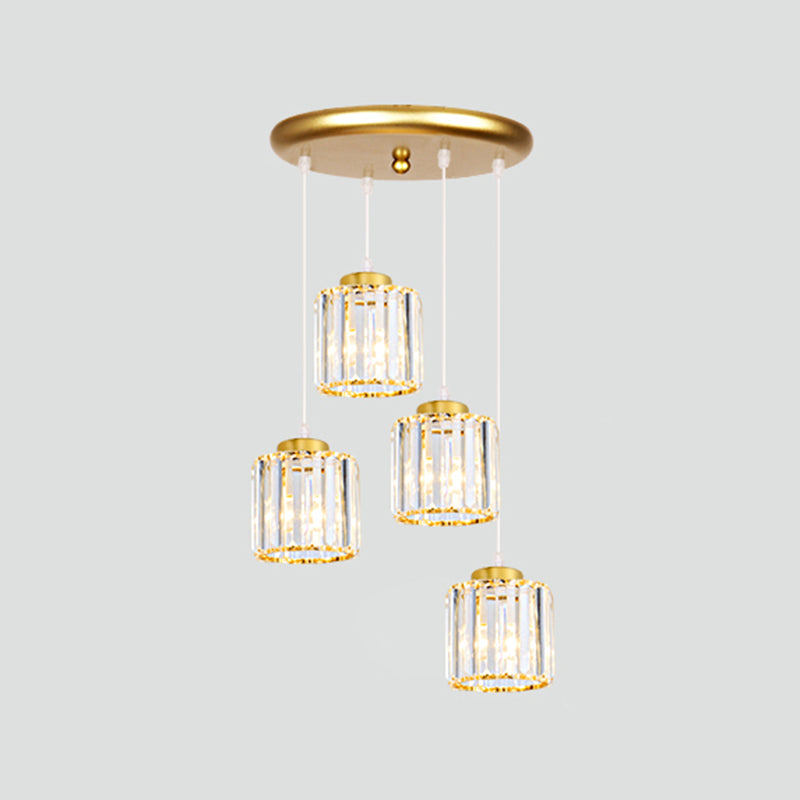 Geometrical Shade Staircase Suspension Light Glass Contemporary Multi Light Pendant