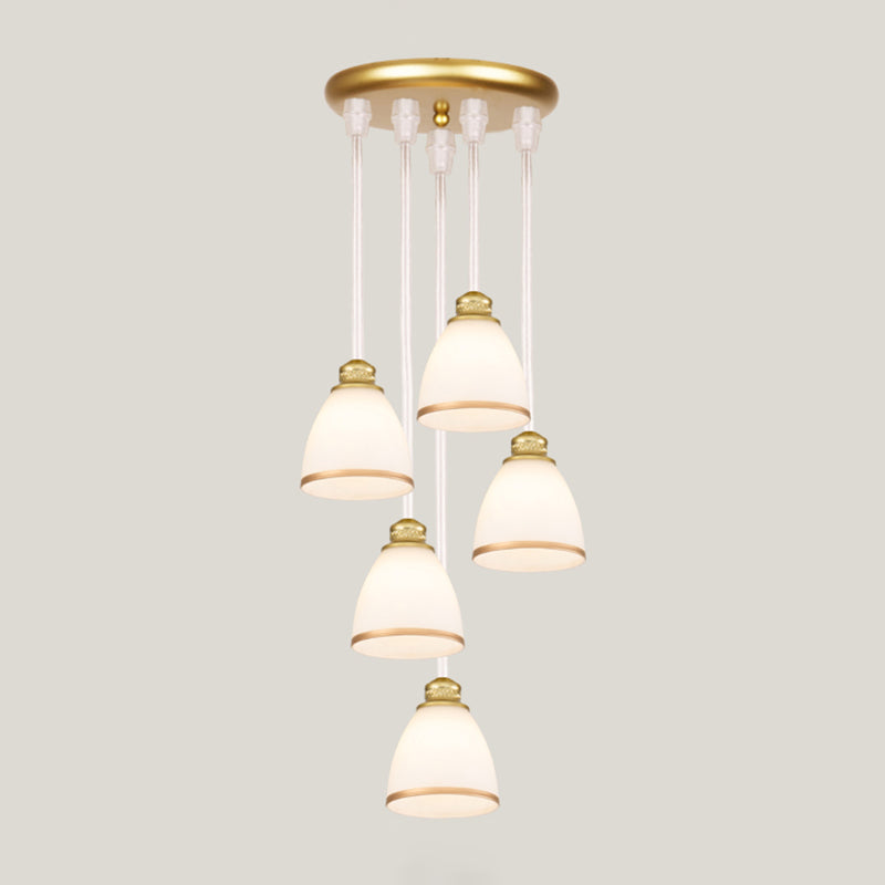 Geometrical Shade Staircase Suspension Light Glass Contemporary Multi Light Pendant