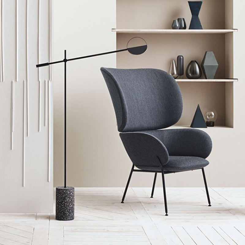 Metallic langwerpige arm staande licht Simplicity Led Floor Lamp met cilinder Terrazzo Base