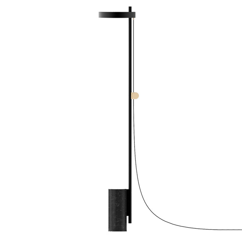 Base de cylindre Light Light Nordic Nordic Black Black LED Floor Lighting avec bras allongé