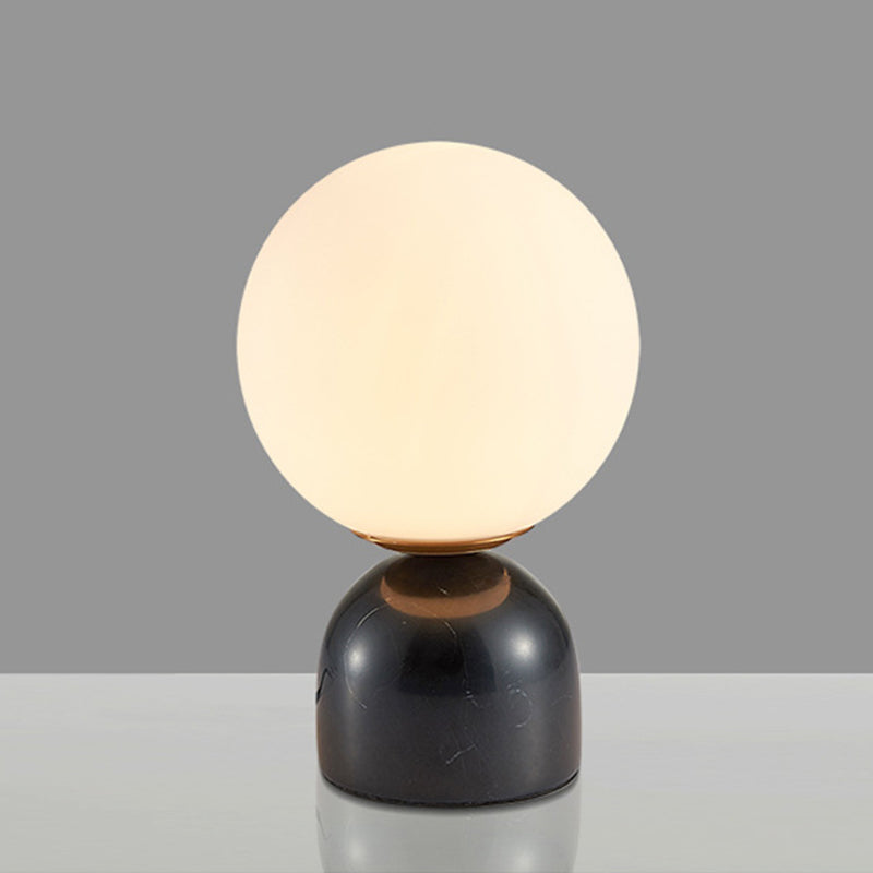 Sphere Table Lighting Nordic Style Frosted Glass Single-Bulb Bedside Nightstand Lamp with Dome Marble Base