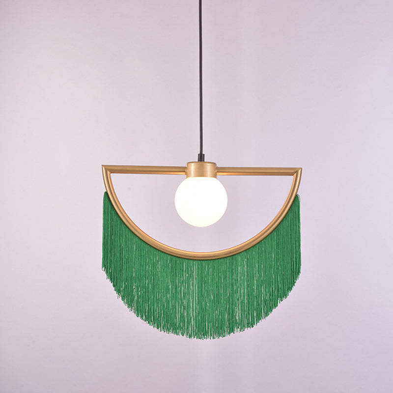 Minimalism Globe Suspension Licht 1-Licht Opal-Glashängelampe mit dekorativem Rand