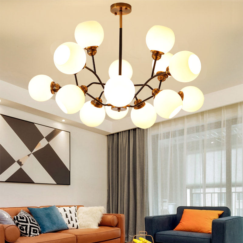 Branch Pendant Chandelier Contemporary Milk Glass 9/12/15 Lights Gold Hanging Pendant Light