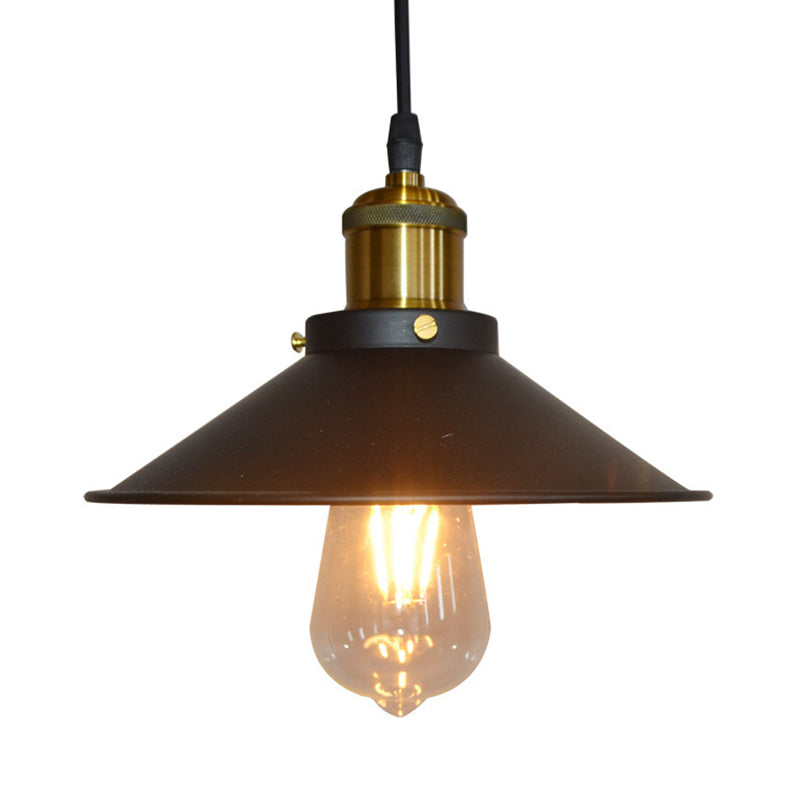 Black Shade Hanging Light Simplicity Metallic 1 Bulbo Restaurante Luz colgante de la luz