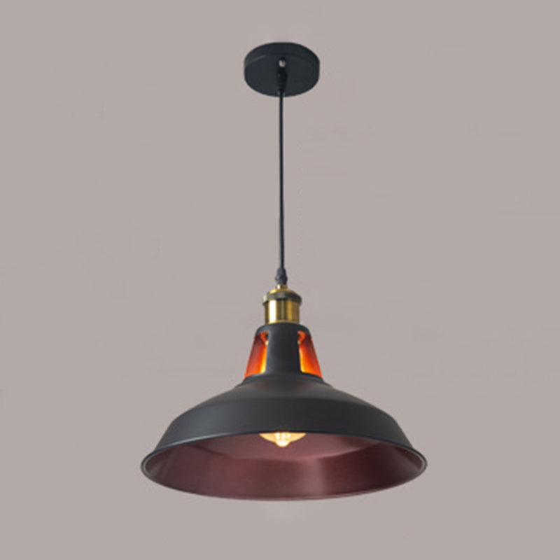 Metallic Pot Lid Suspension Lighting Retro Style 1 Head Restaurant Pendant Ceiling Light