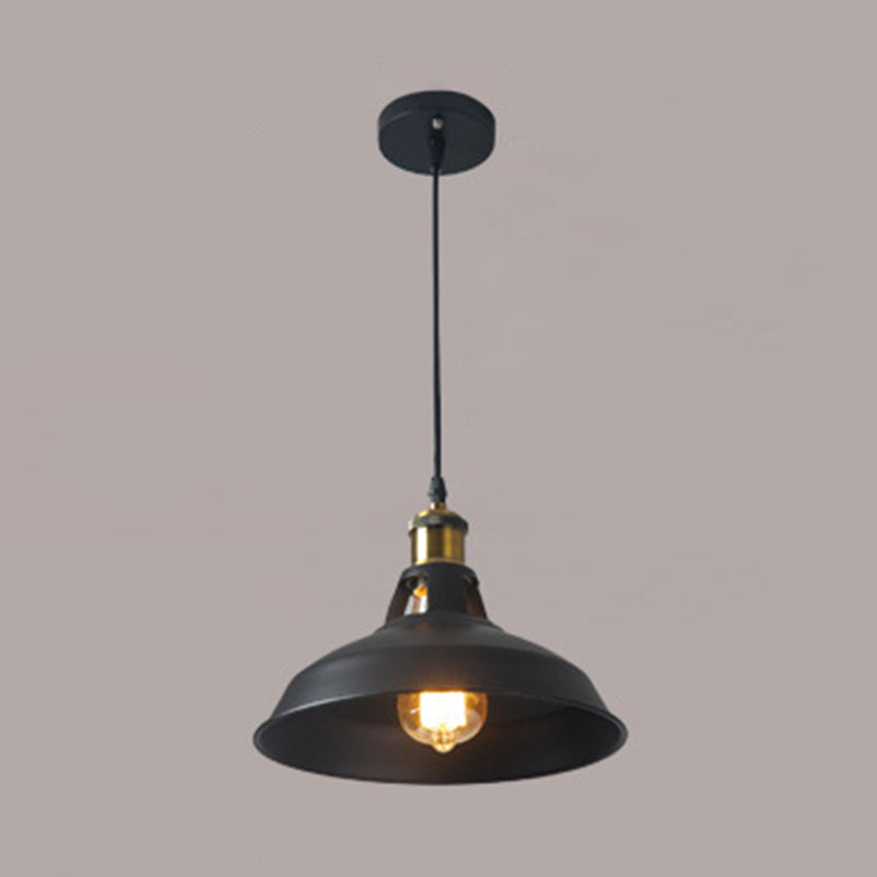 Metallic Pot Lid Suspension Lighting Retro Style 1 Head Restaurant Pendant Ceiling Light