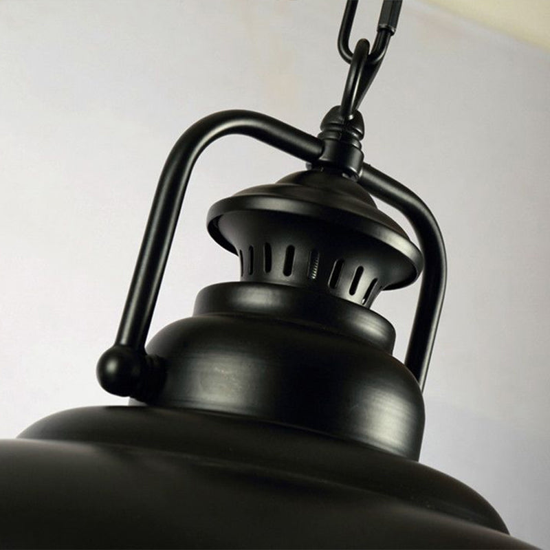 Industrial Pot Lid Ceiling Light Single Metal Hanging Pendant Light with Handle for Dining Room