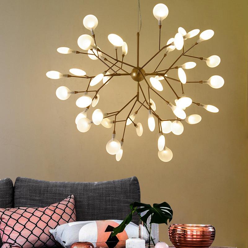 Feu de feu de lustre pendant léger nordique salon LED Hanging Light in Gold