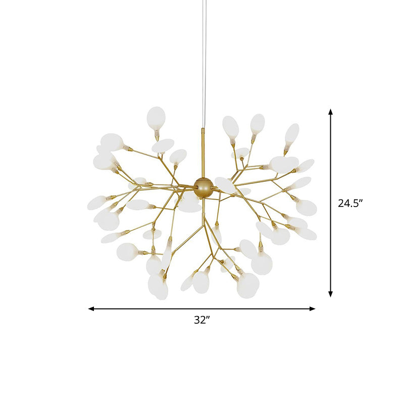 Feu de feu de lustre pendant léger nordique salon LED Hanging Light in Gold