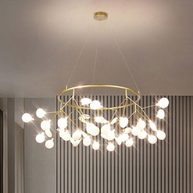 Sputnik Firefly Dining Room LED Ceiling Lighting Acrylic Post-Modern Chandelier Light Fixture in Gold