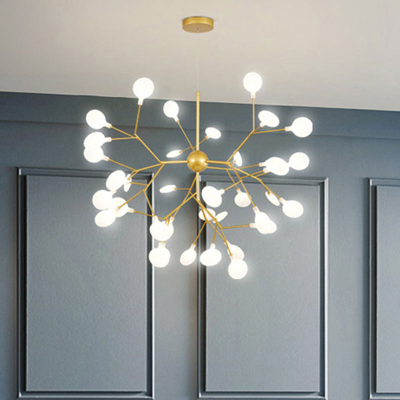 Sputnik Firefly Dining Room LED Ceiling Lighting Acrylic Post-Modern Chandelier Light Fixture in Gold