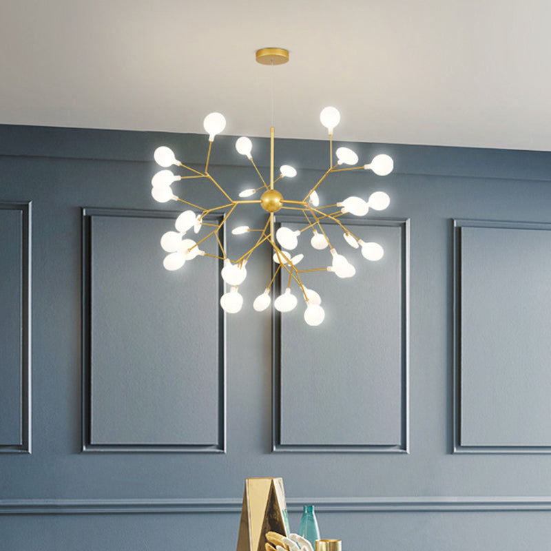 Sputnik Firefly Dining Room LED Ceiling Lighting Acrylic Post-Modern Chandelier Light Fixture in Gold