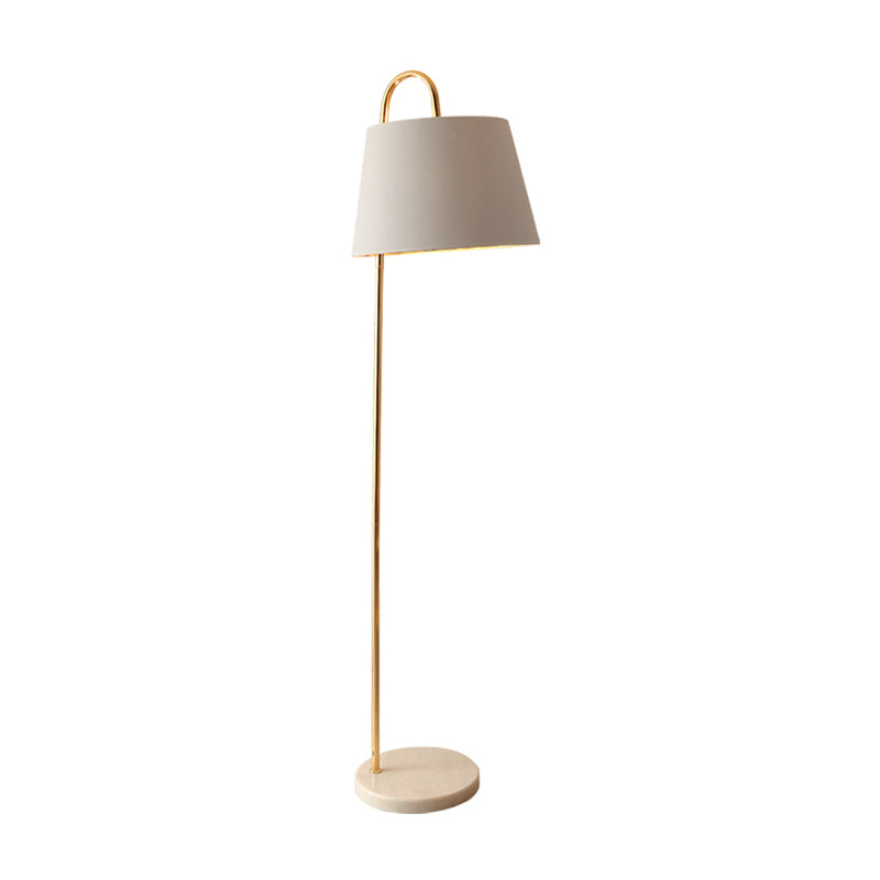 Tapered Standing Light Simplicity Fabric 1 Bulb Living Room Floor Lamp with Circular Marble Base