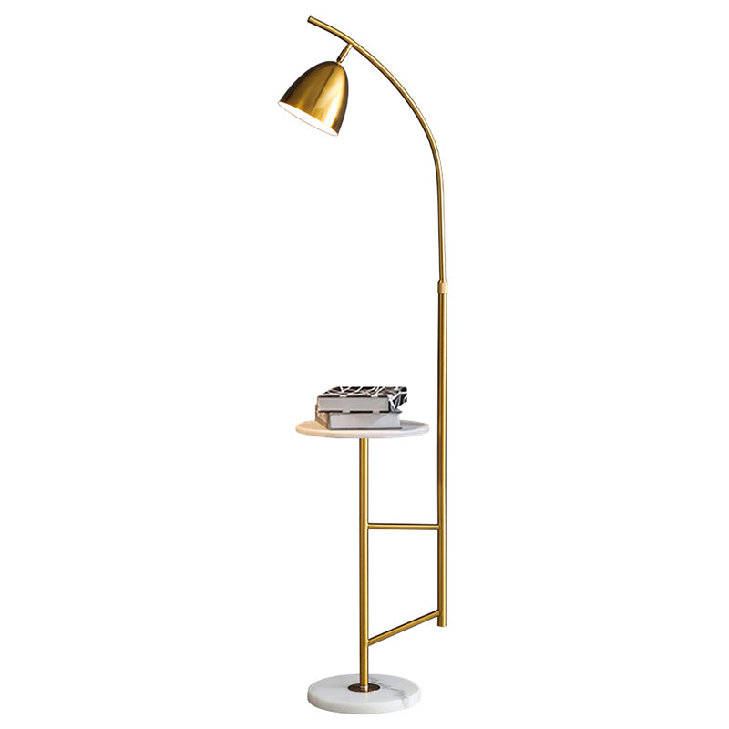 Bell Standing Light Simplicity Metal Single Living Room Floor Lamp with Tray and Marble Base